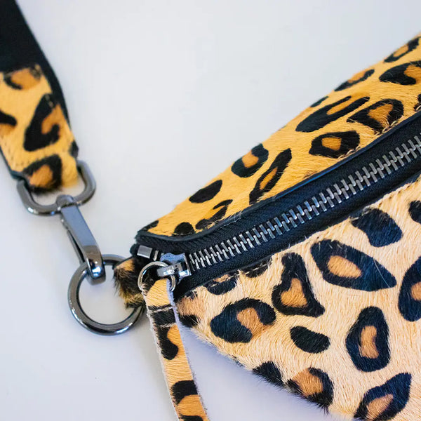 Leopard Print Hair On Hide Leather Crossbody Bag