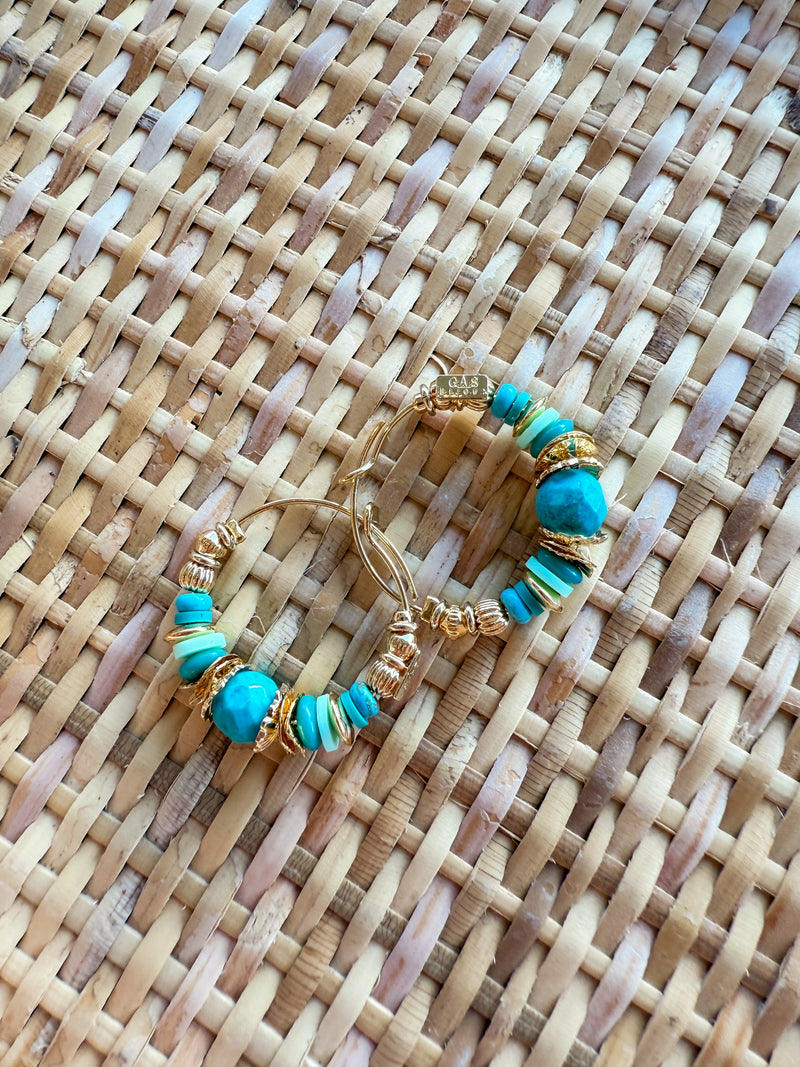 Aloha Hoop Earrings - Teal