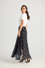 Bella Skirt - Black w White Spot