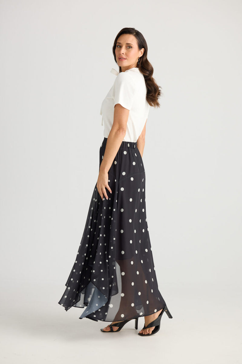 Bella Skirt - Black w White Spot
