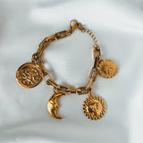 Gold Sun and Moon Charm Bracelet