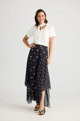 Bella Skirt - Black w White Spot