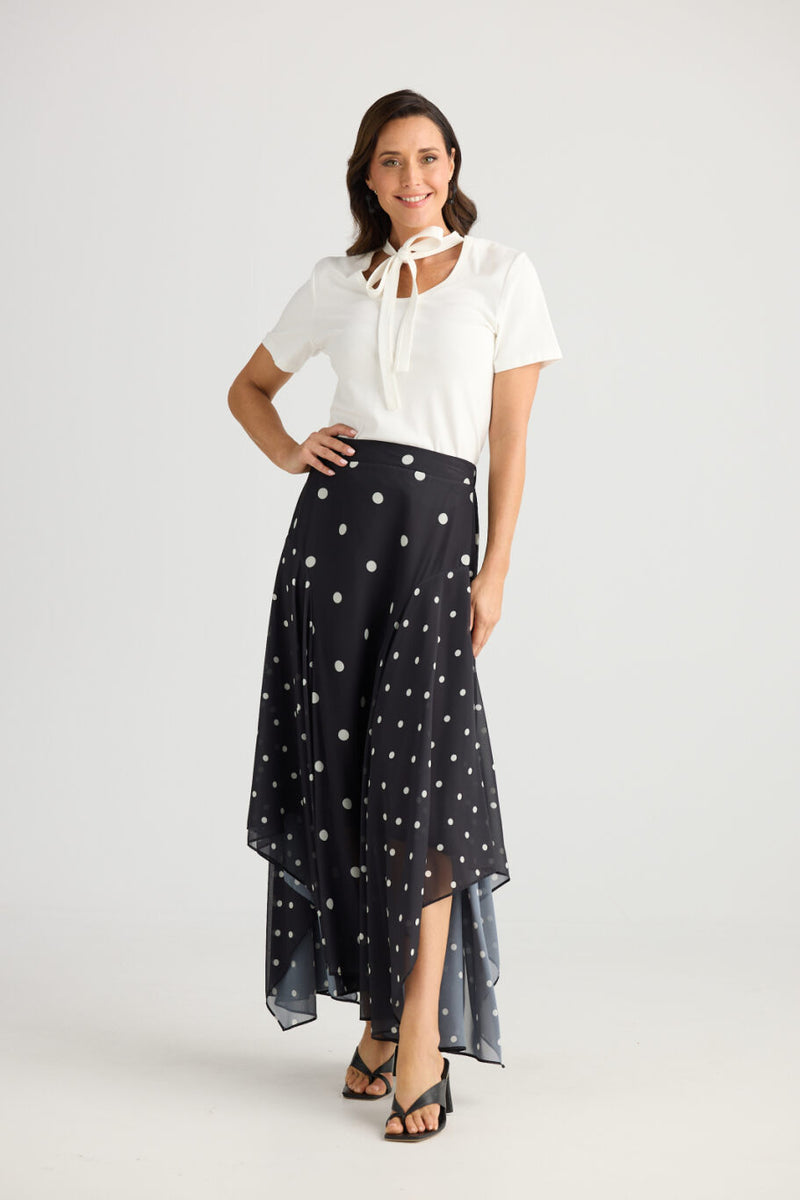 Bella Skirt - Black w White Spot