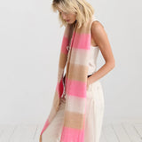 Neon Pink Checkered Fluffy Scarf