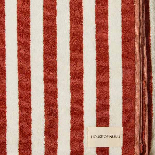 Hand Towel in Red Ochre Stripe