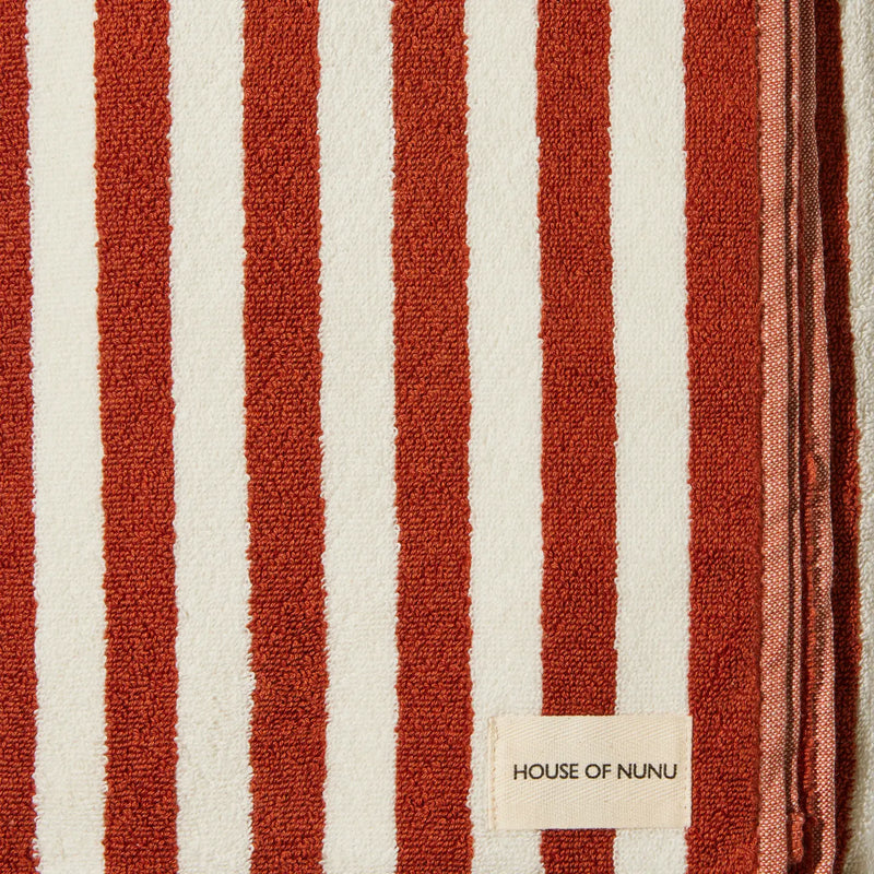 Hand Towel in Red Ochre Stripe