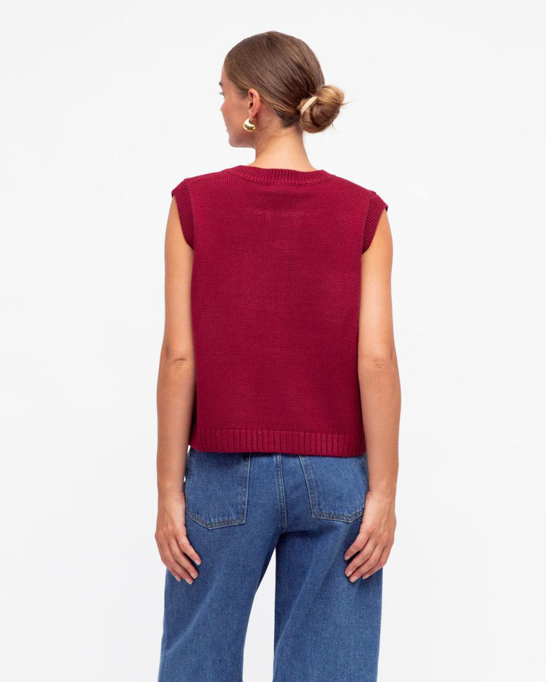 Felix Knit Vest - Wine