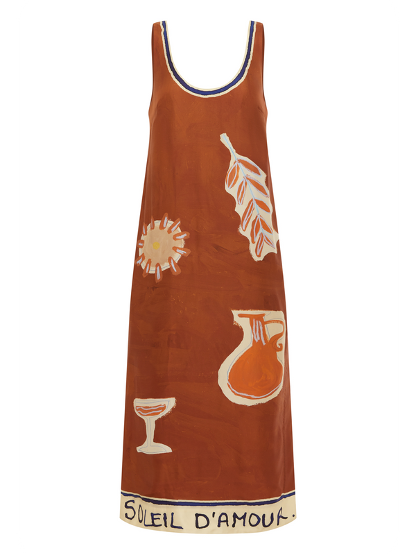 SOLEIL D'AMOUR SILK MIDI DRESS
