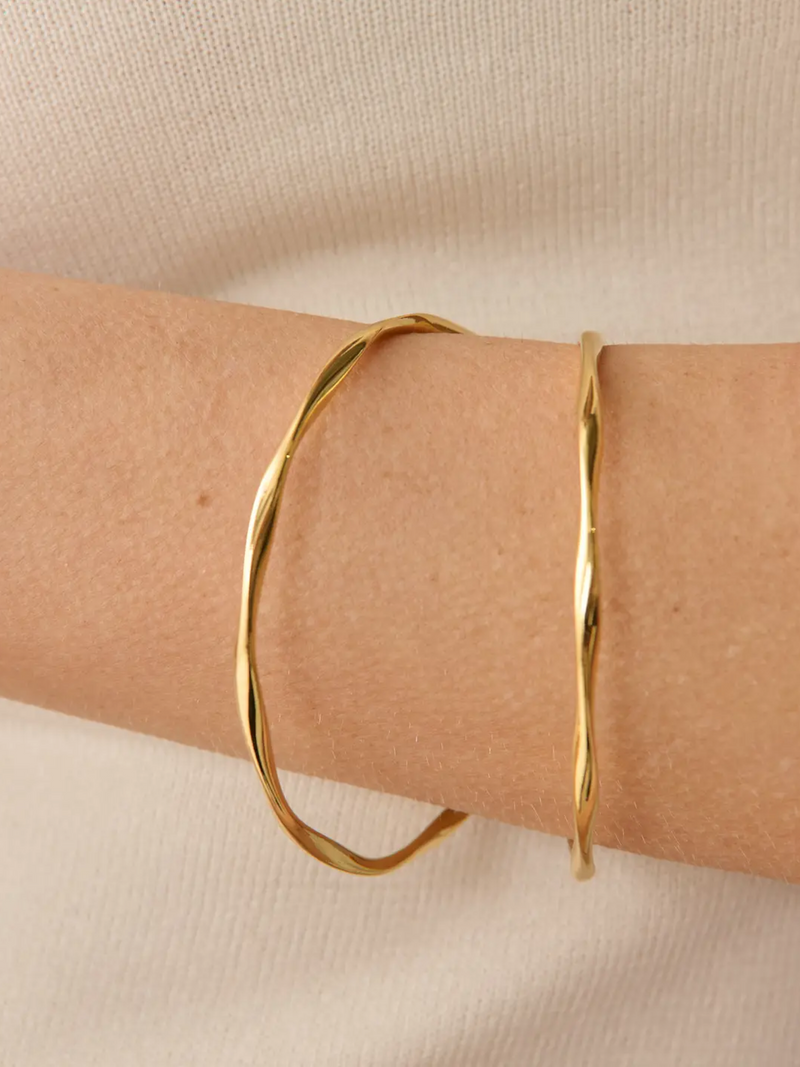 18K Gold Plated Bangle 2pcs in Set