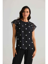 Boulevard Top - Black W White Spot