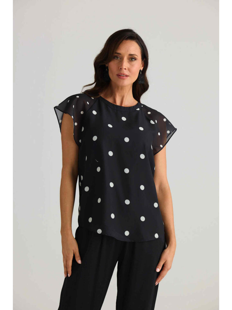 Boulevard Top - Black W White Spot