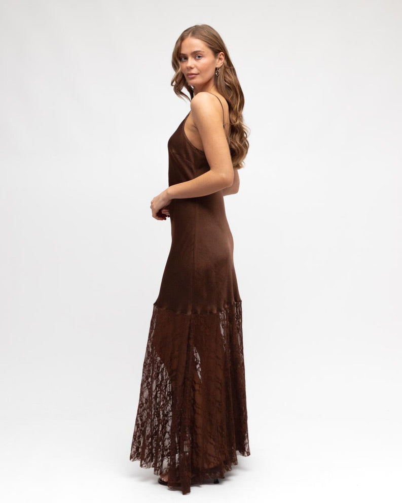 Koko Lace Maxi Dress - Chocolate
