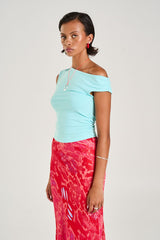 Off Shoulder Tank - Aqua