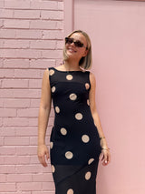 The Harper Maxi - Black Polka Dot