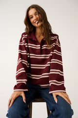 Freddie Rugby Top - Burgundy Stripe