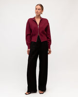 Zara Zip Up Knit Jacket - Wine