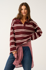 Freddie Rugby Top - Burgundy Stripe