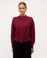 Zara Zip Up Knit Jacket - Wine