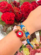 Ocean Vibes Bandana Scarf Bracelet with evil eyes