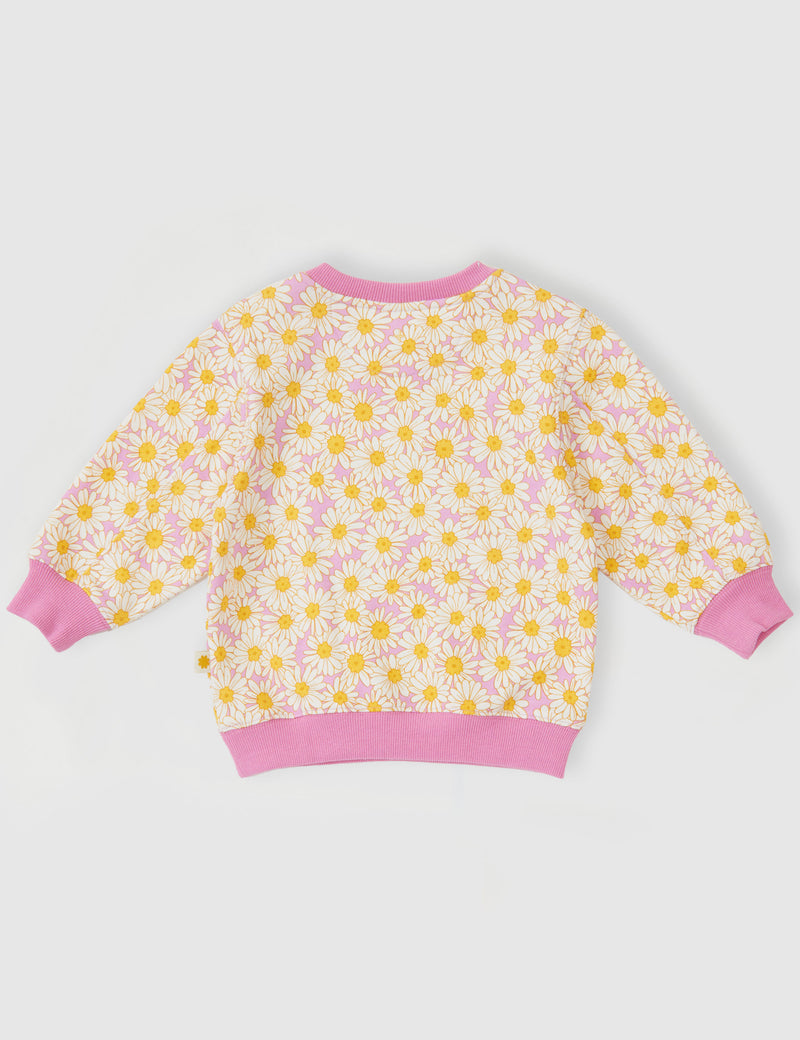 DAISY MEADOW RELAXED TERRY SWEATER - FAIRY FLOSS GOLDEN