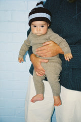 Organic Speckle Knit Zipper Starsuit - Oatmilk