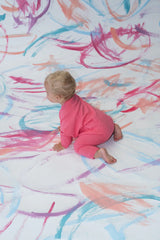 Organic Knit Zipper Starsuit - Bright Sorbet