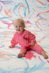 Organic Knit Zipper Starsuit - Bright Sorbet