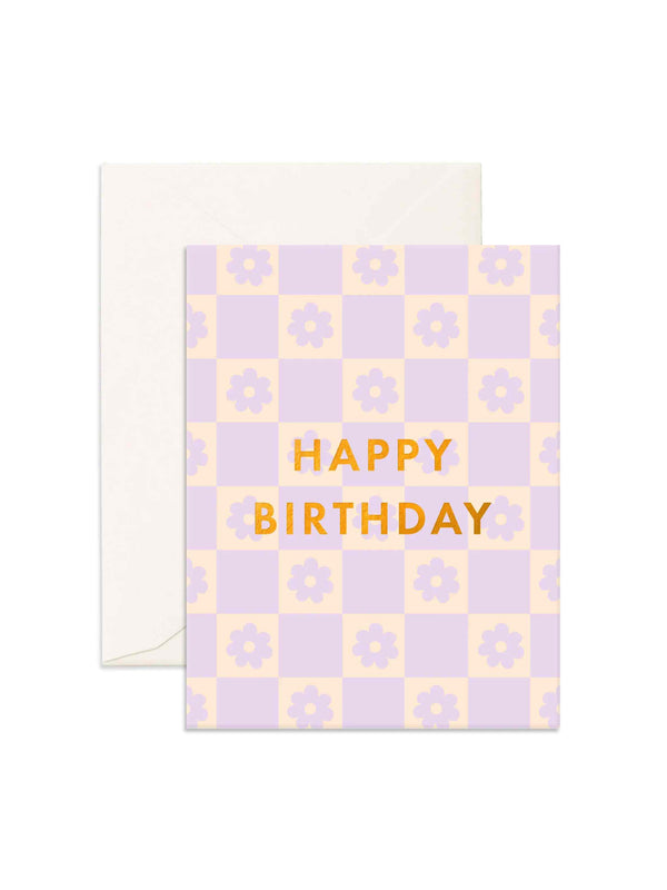 Birthday Lilac Daisy Grid Greeting Card