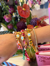 Summer Bandana Scarf Bracelets with Gold Charms