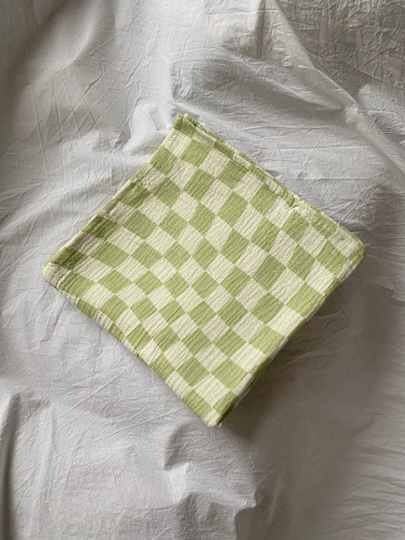 LIME CHECKED ORGANIC COTTON BABY SWADDLE