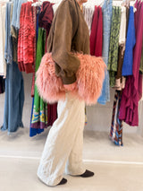 Mongolian Wool Clutch Bag - Blush