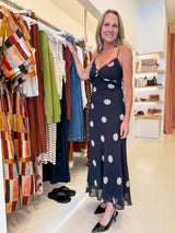 QUINN DRESS - BLACK W/ CREAM POLKA DOT