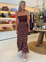 AINE DRESS - CHOC W/ CREAM POLKA DOT