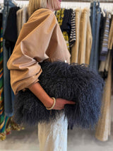 Mongolian Wool Clutch Bag - Navy