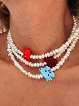 White Shell Pearl Choker with Glass Crab Charm