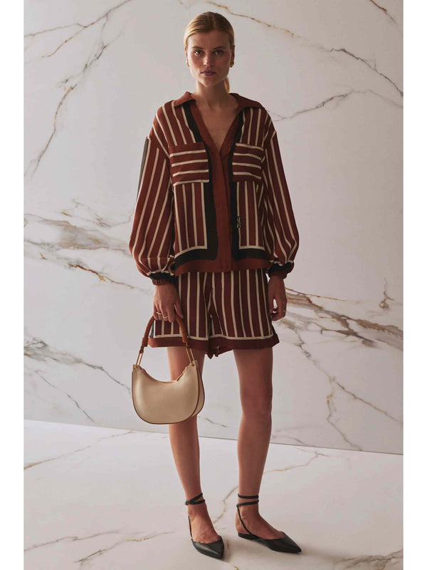 The Faye Shirt - Cherrywood Stripe