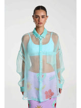 MERCURIO SILK SHIRT - AQUA