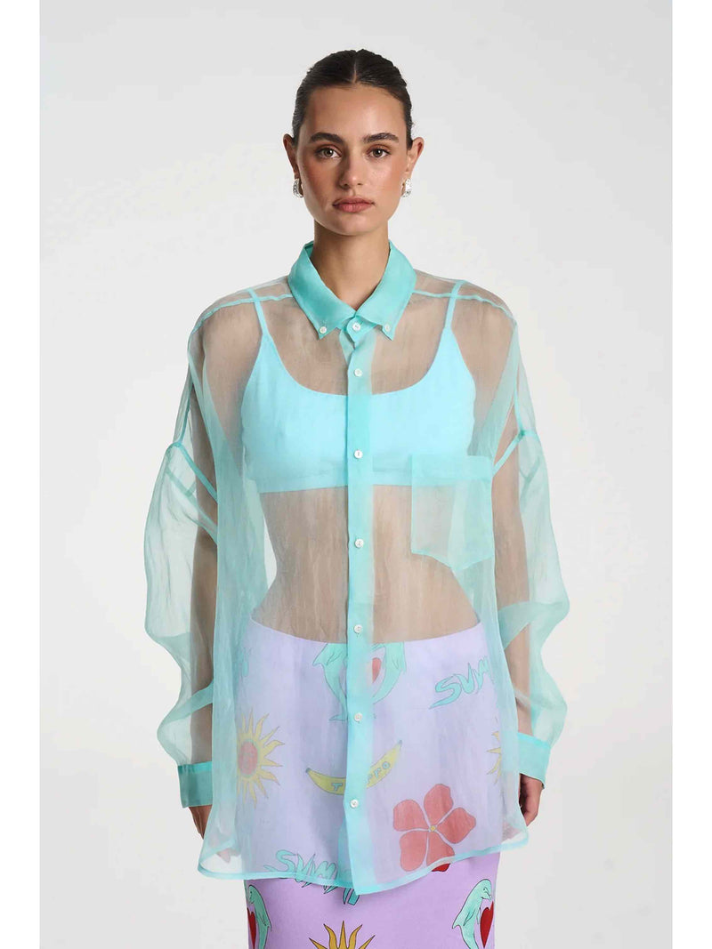 MERCURIO SILK SHIRT - AQUA