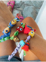 Ocean Vibes Bandana Scarf Bracelet with evil eyes