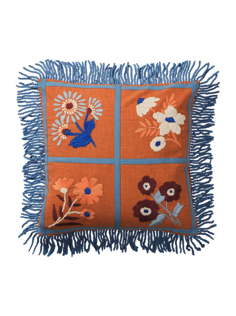 Mira Embroidered Cushion - Cinnamon