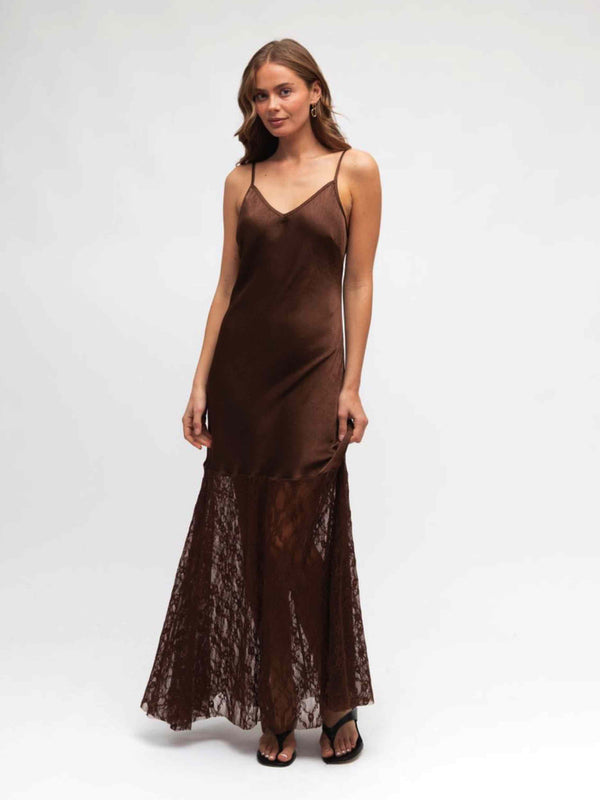 Koko Lace Maxi Dress - Chocolate