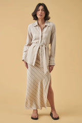VALLEY BIAS SKIRT - ECRU STRIPE