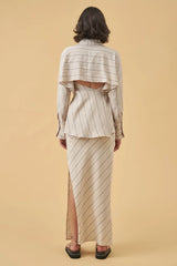VALLEY BIAS SKIRT - ECRU STRIPE