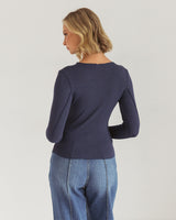 Nora Long Sleeve Top - Navy