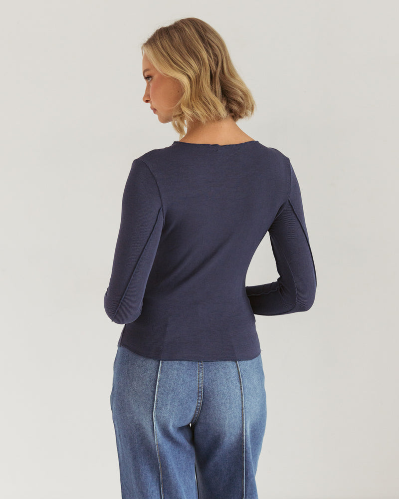 Nora Long Sleeve Top - Navy