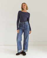 Nora Long Sleeve Top - Navy