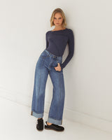 Nora Long Sleeve Top - Navy