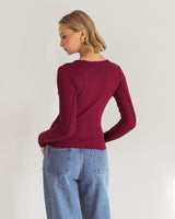 Nora Long Sleeve Top - Wine