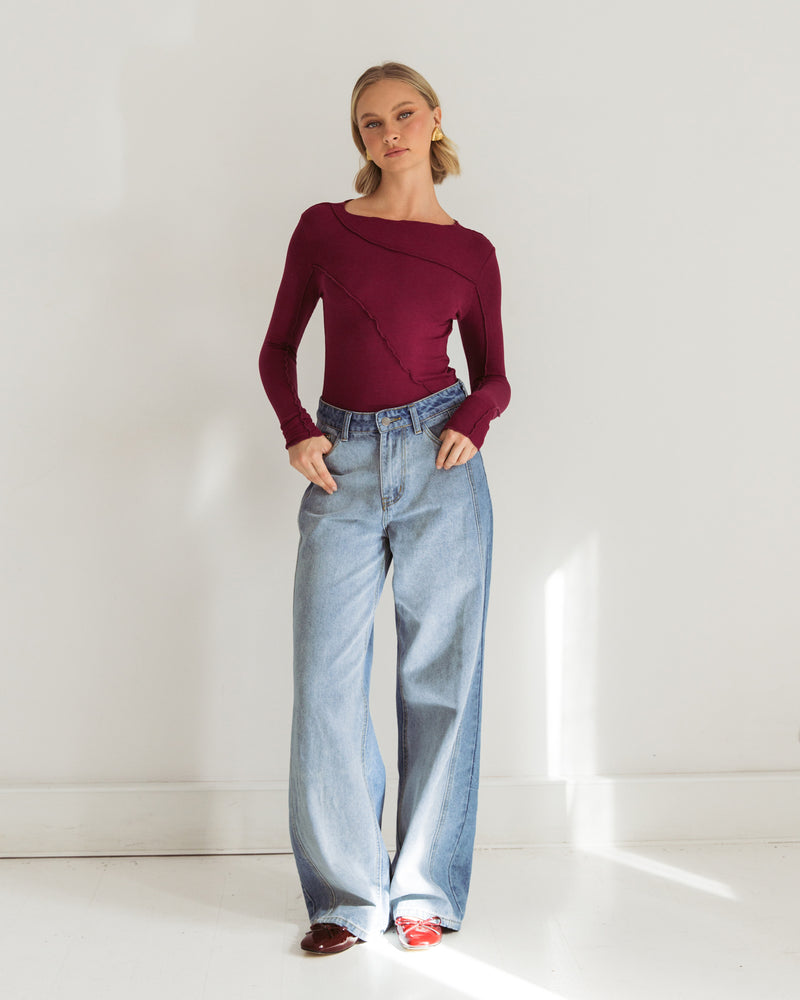 Nora Long Sleeve Top - Wine