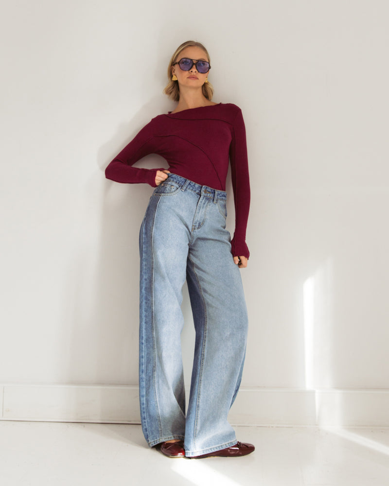 Nora Long Sleeve Top - Wine